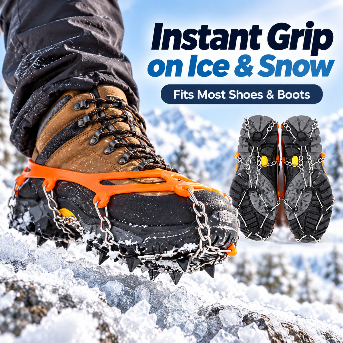 ⏳ Ice Cleats for Shoes & Boots – Steel Spikes for Winter Traction✨