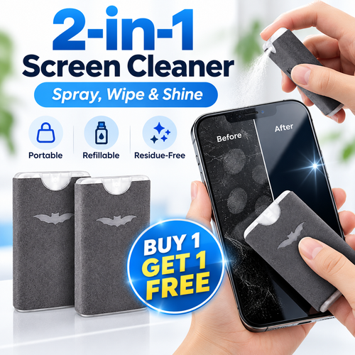 ⏰2-in-1 Screen Cleaner & Microfiber Wipe – Portable & Refillable🧽