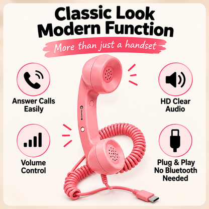📞 Retro Phone Handset for USB-C Phones – Plug In & Make Calls Fun Again