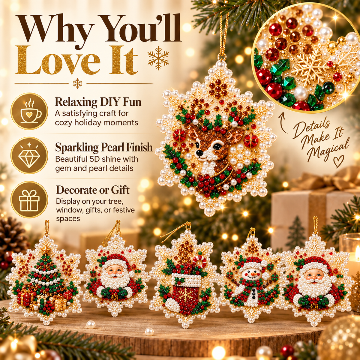 DIY Pearl Christmas Ornaments Kit 🎄