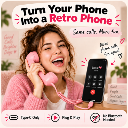 📞 Retro Phone Handset for USB-C Phones – Plug In & Make Calls Fun Again