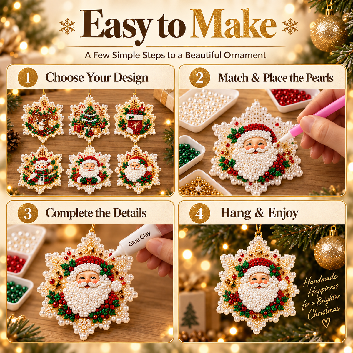DIY Pearl Christmas Ornaments Kit 🎄