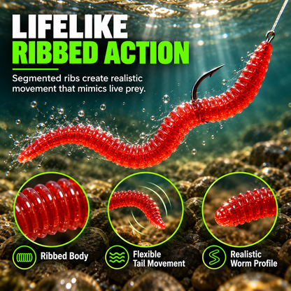 📢📢50% OFF !! ⏰Simulation Earthworm Soft Fishing Lures Shrimp Scented Artificial Worm Baits for Freshwater and Saltwater Pack of 50 or 100