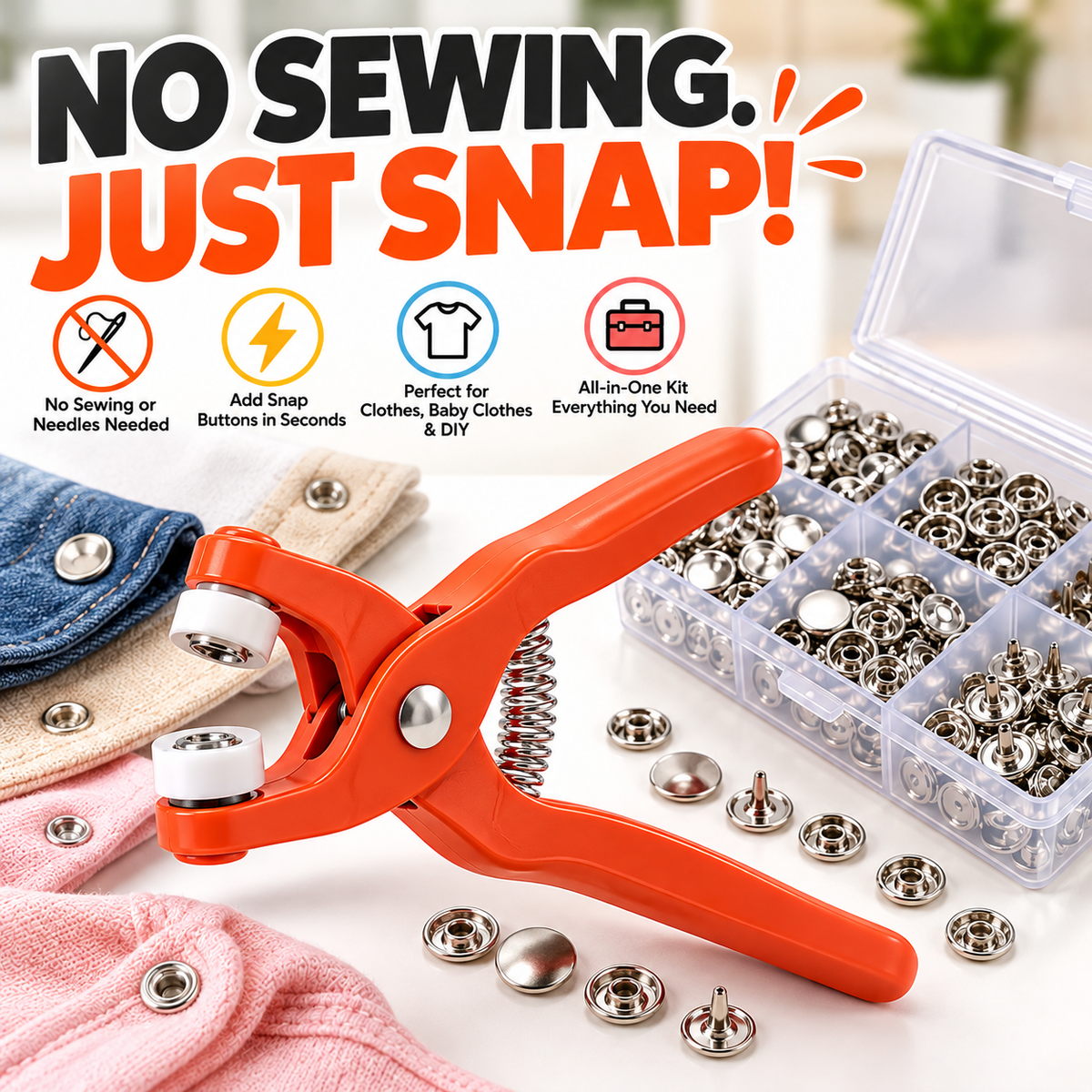 🧵 No-Sew Snap Button Kit – Add Snaps in Seconds ⚡ | 🔥 Limited-Time 50% OFF