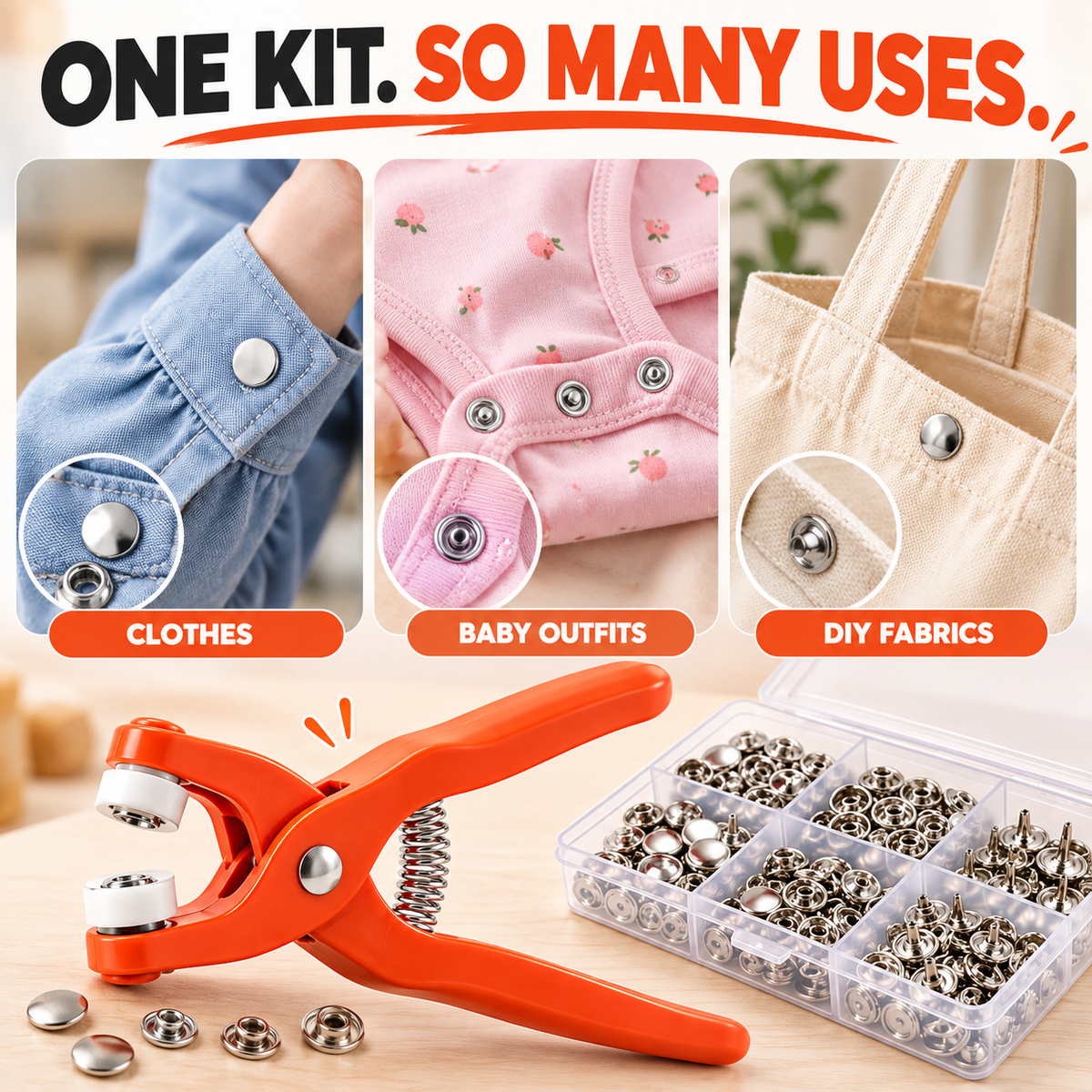 🧵 No-Sew Snap Button Kit – Add Snaps in Seconds ⚡ | 🔥 Limited-Time 50% OFF