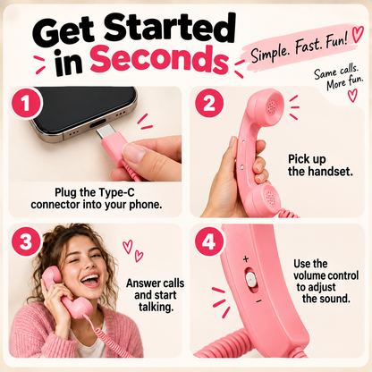 📞 Retro Phone Handset for USB-C Phones – Plug In & Make Calls Fun Again