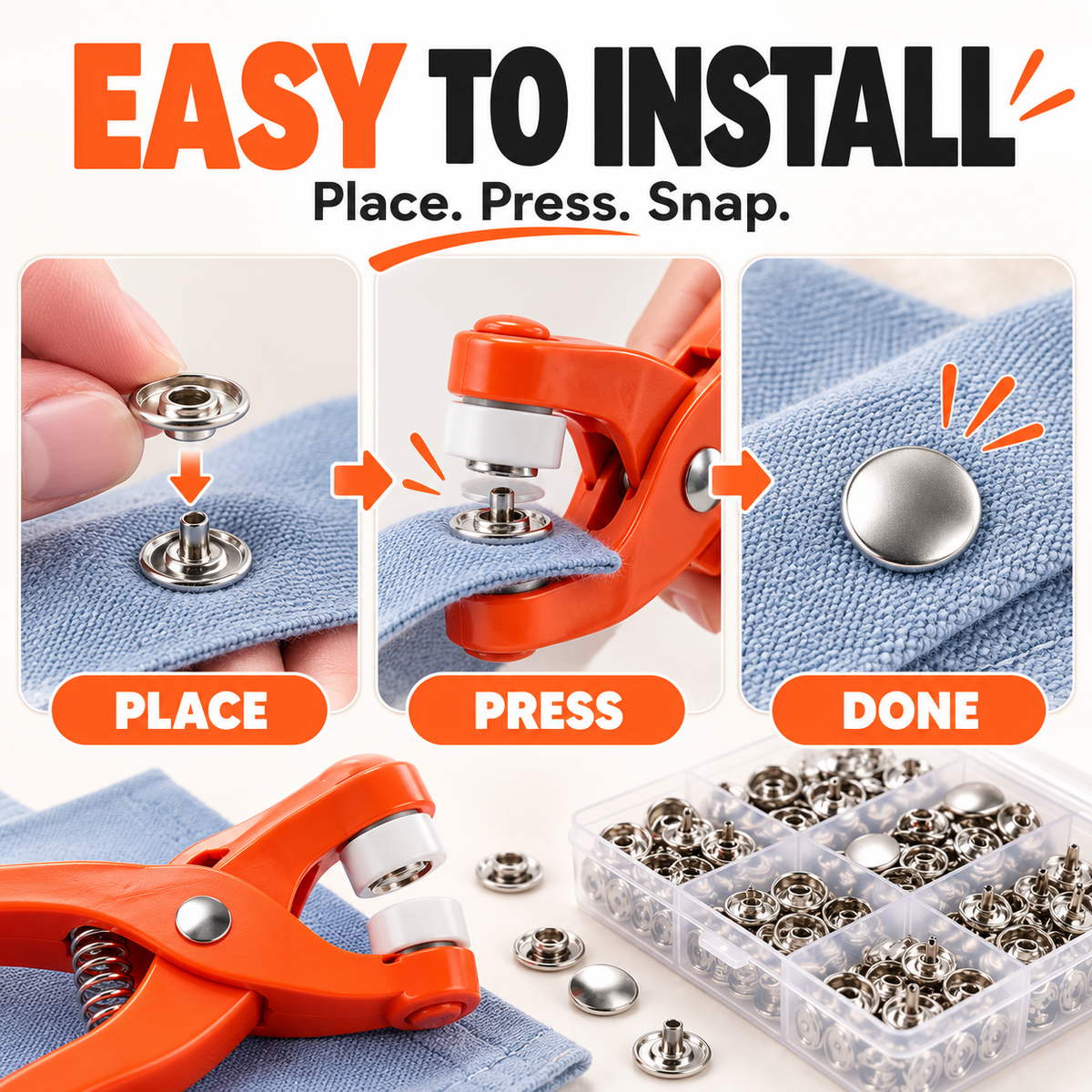 🧵 No-Sew Snap Button Kit – Add Snaps in Seconds ⚡ | 🔥 Limited-Time 50% OFF