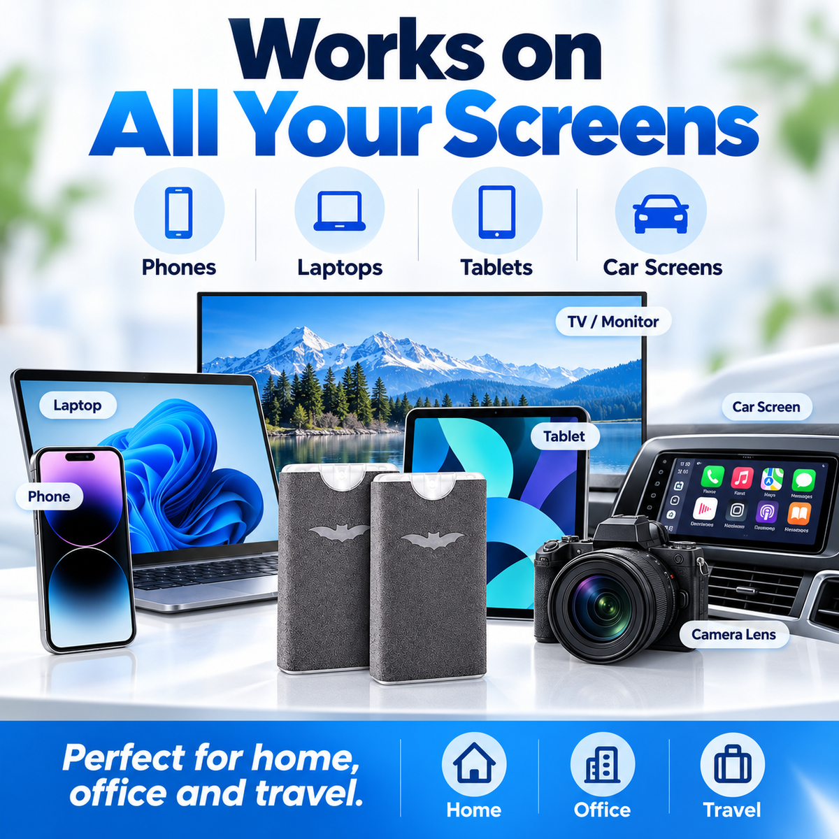 ⏰2-in-1 Screen Cleaner & Microfiber Wipe – Portable & Refillable🧽