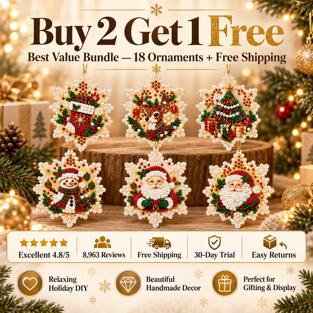 DIY Pearl Christmas Ornaments Kit 🎄