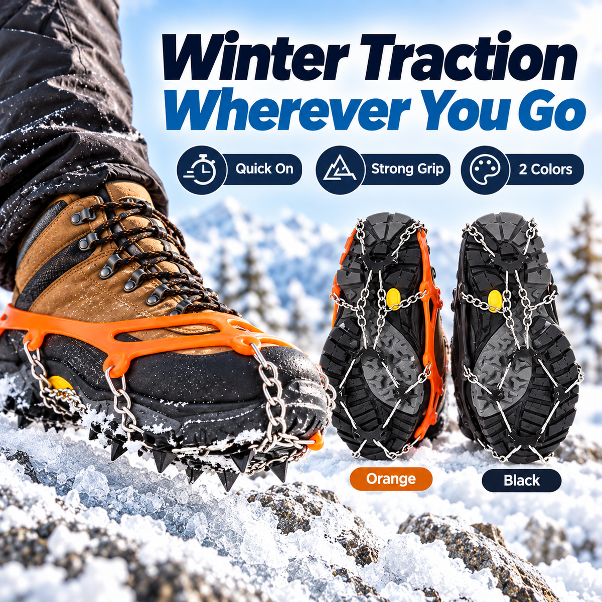 ⏳ Ice Cleats for Shoes & Boots – Steel Spikes for Winter Traction✨
